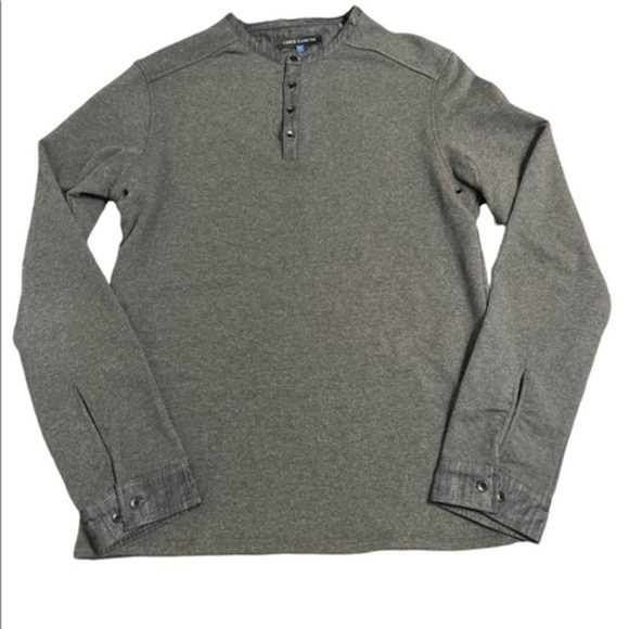 Vince Camuto Mens Gray long sleeve button Henley crewneck sweatshirt Sz medium - Picture 1 of 8